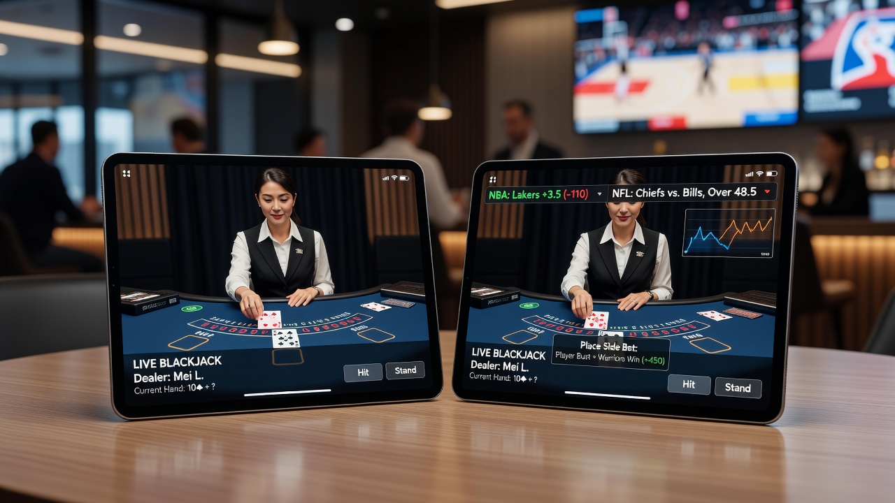 Dynamische Sportwettenquoten integriert in eine mobile Blackjack-App